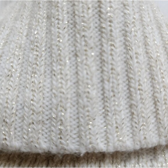 Mark Eisen Sweater Womens M Cream Angora Blend Turtleneck Metallic Soft Preppy - Picture 10 of 11